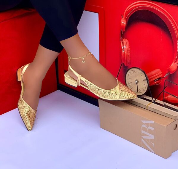 ladies covered toe sling-back low heel shoes