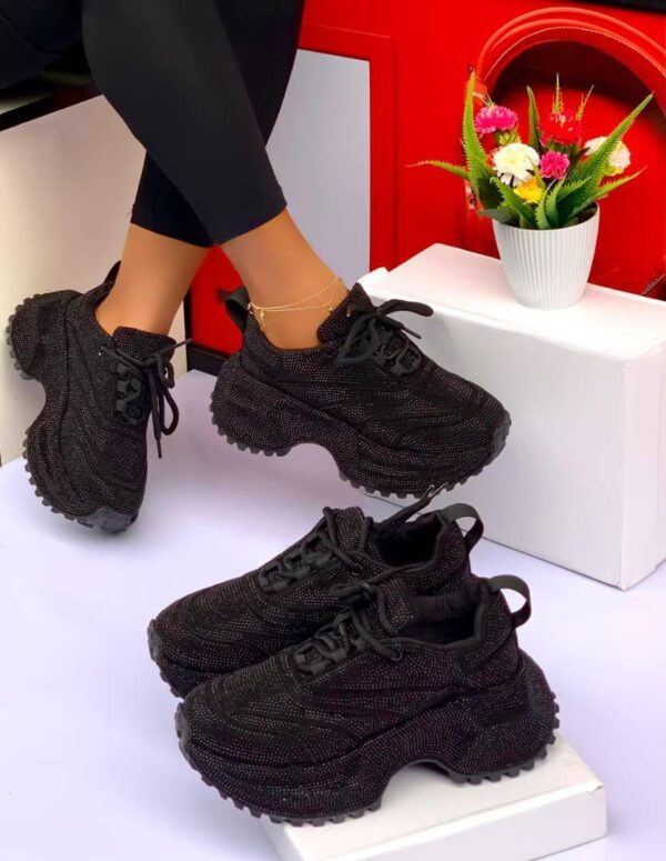 women's black chunky platform sneakers