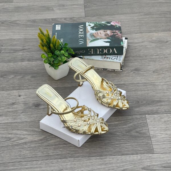 Women Studded Basket Sling-back Heels