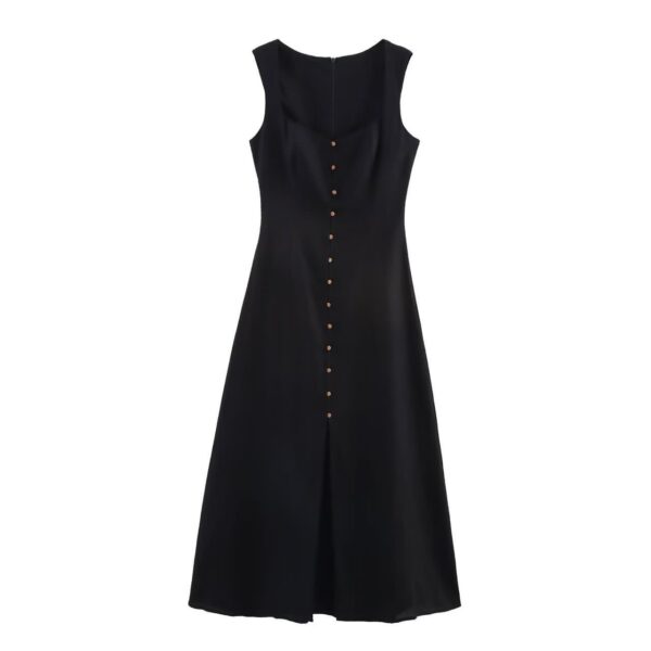 a-line sleeveless button front maxi dress
