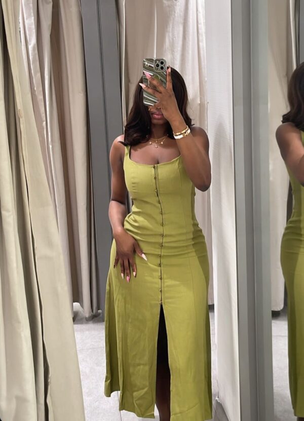 a-line sleeveless button front maxi dress