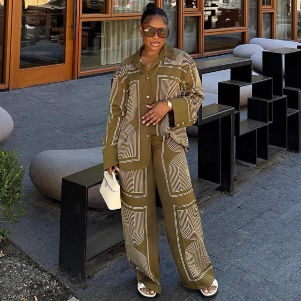 women casual patterned 2 piece set