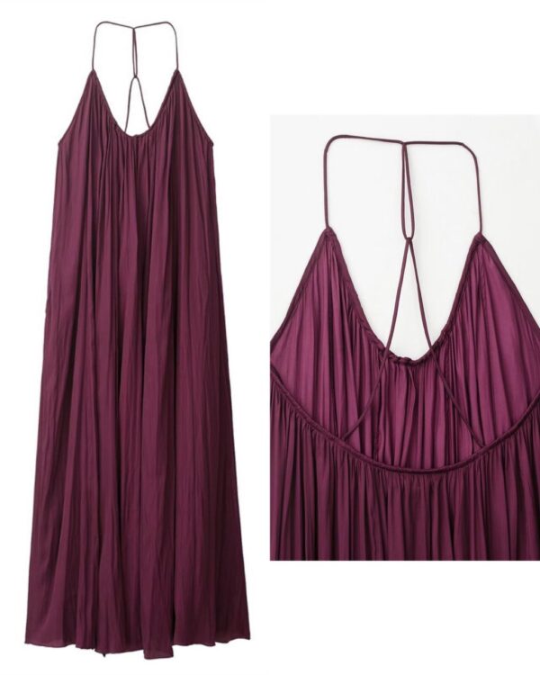 strappy satin backless flare maxi dress