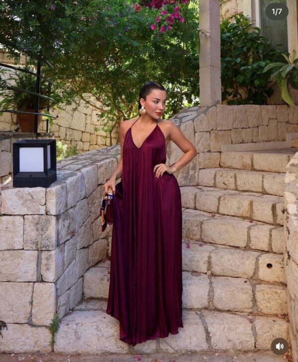 strappy satin backless flare maxi dress