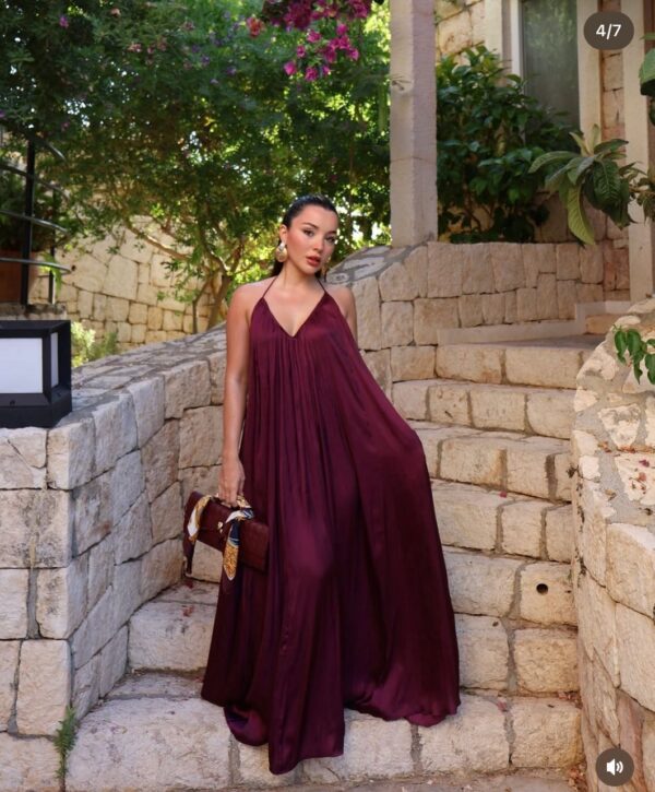 strappy satin backless flare maxi dress
