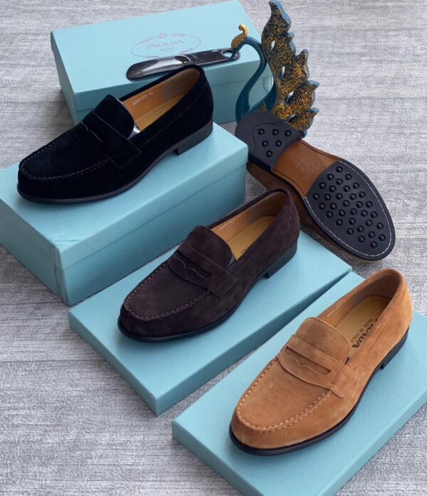 men suede penny loafers