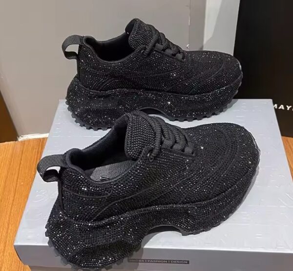 women's black chunky platform sneakers
