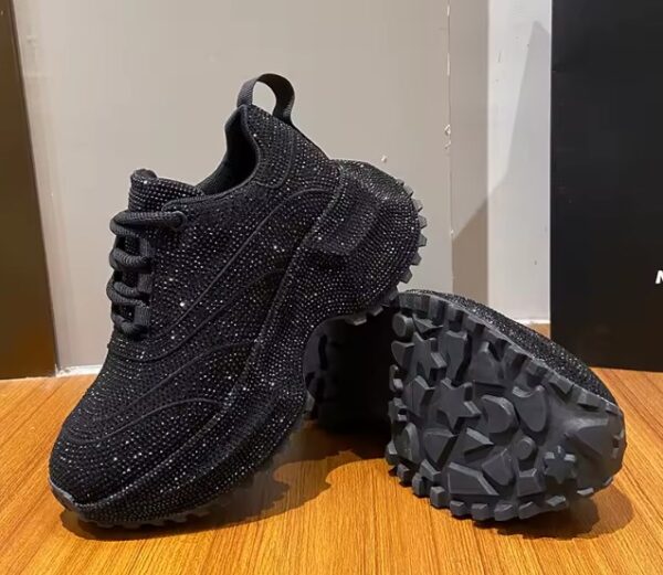 women's black chunky platform sneakers