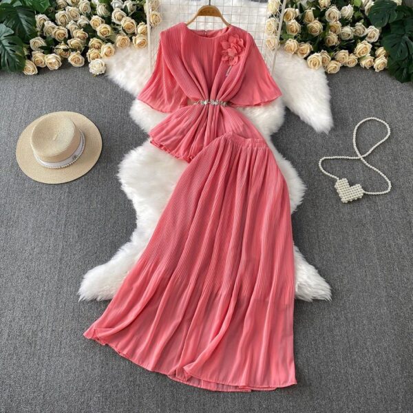 women pleated 2-piece skirt set