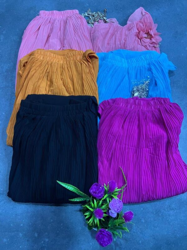 women pleated 2-piece skirt set