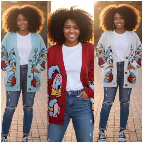 Women Cartoon Character Knit Cardigan women cartoon character knit cardigan