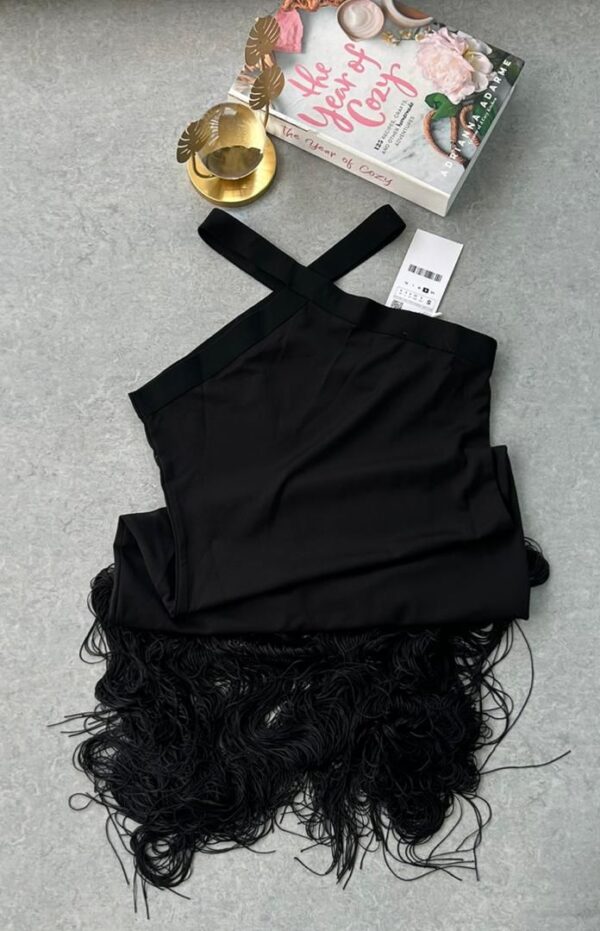 women stretch long fringe dress