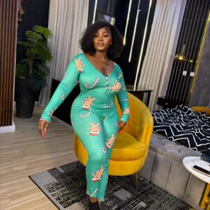 green print christmas romper