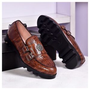 quality bukkle shiny leather men's shoe