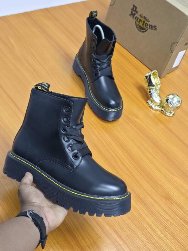 ladies black leather platform boots