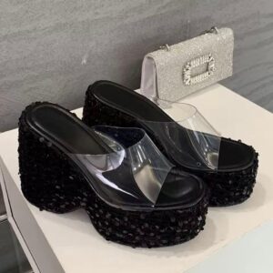 Marketplace & Online Shopping 134 ladies sequin pvc platform wedge slippers