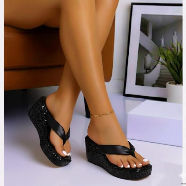 Women Sequin Wedge Slippers women sequin wedge slippers
