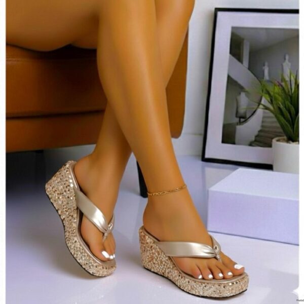 Women Sequin Wedge Slippers women sequin wedge slippers