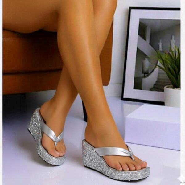 Women Sequin Wedge Slippers women sequin wedge slippers