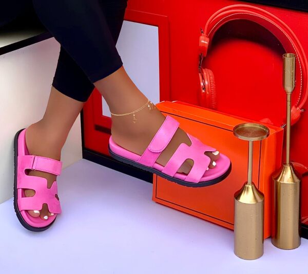 ladies leather strap slides