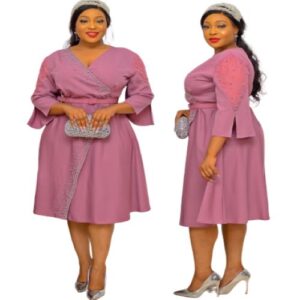 Marketplace & Online Shopping 134 ladies flared quarter sleeves stud dress - onions