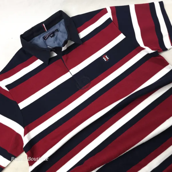 two-color striped polo shirt