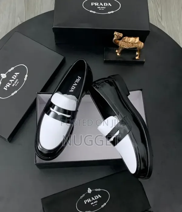 black and white prada loafers 1