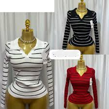 Stripped Long Sleeve Polo Top 1 stripped long sleeve polo top 1