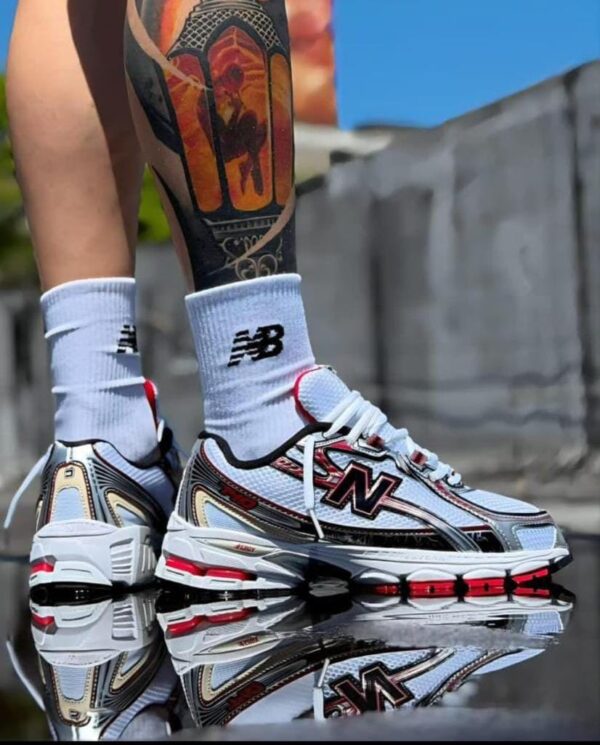 white and red sneaker