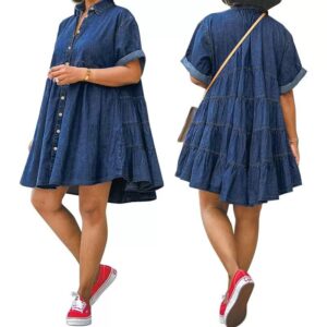 women plus-size casual denim short dress