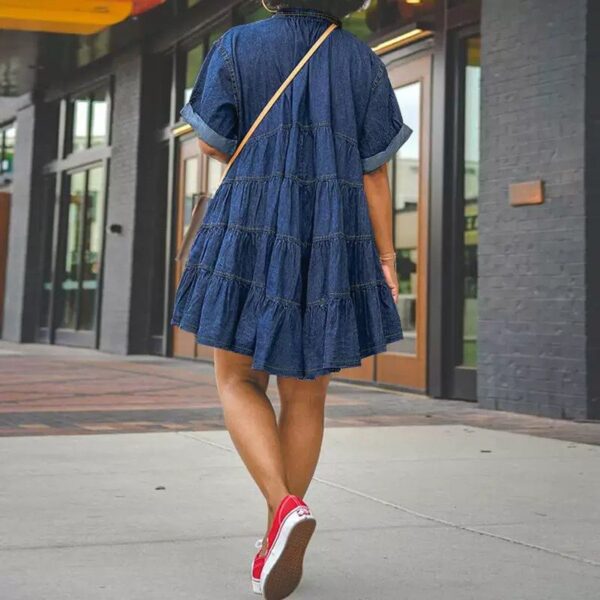 women plus-size casual denim short dress