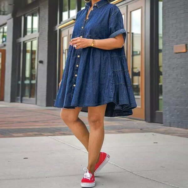 women plus-size casual denim short dress