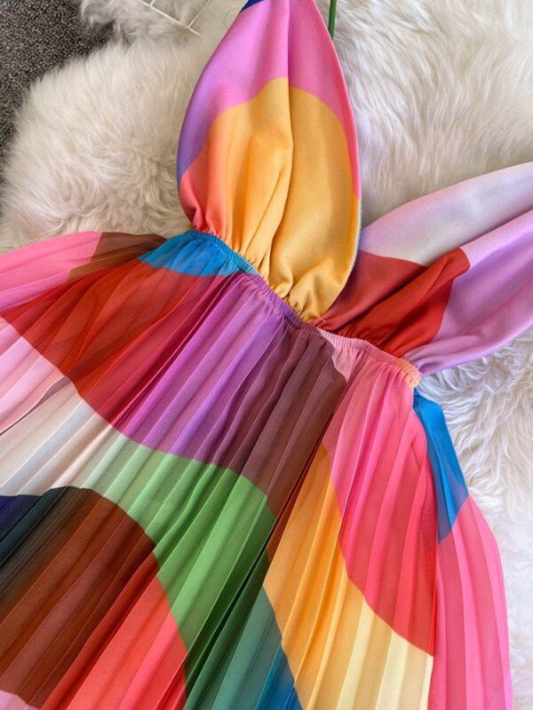 women backless multicolored chiffon dress