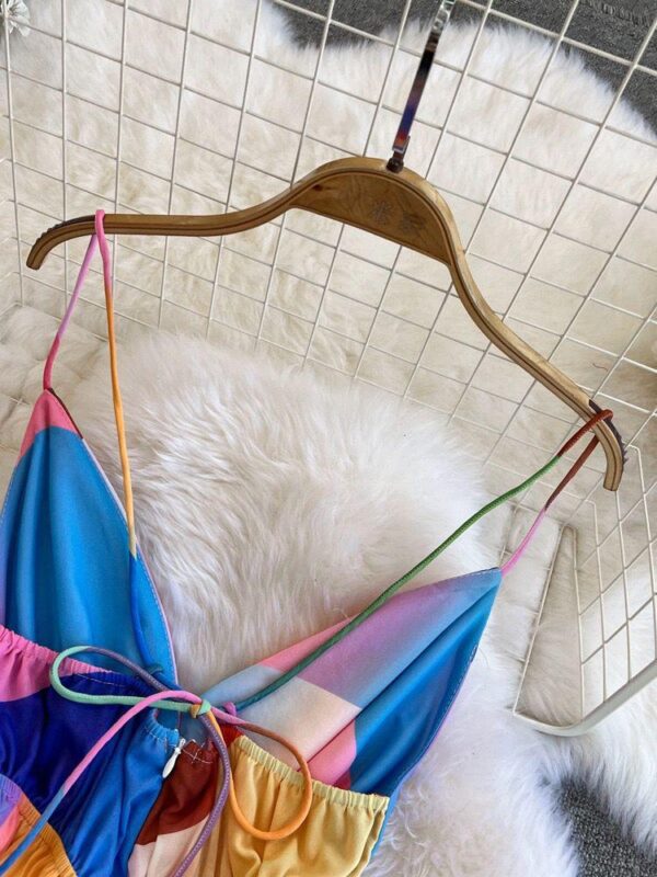 women backless multicolored chiffon dress