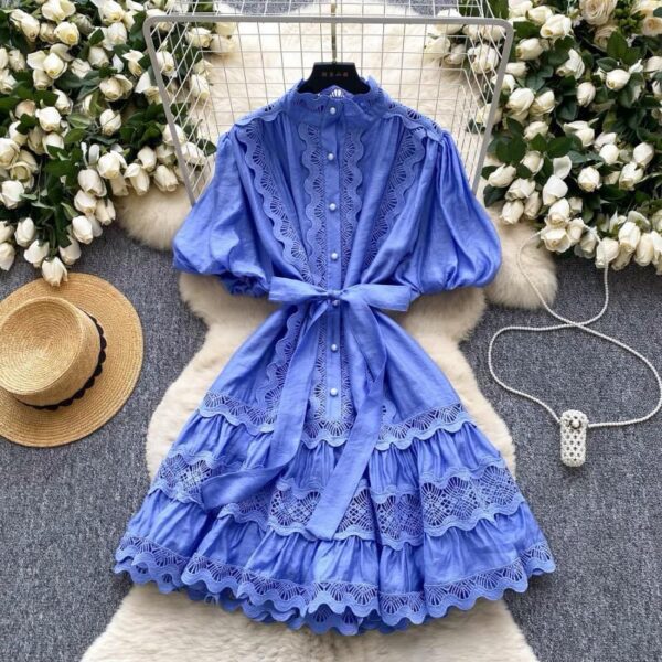 women lantern sleeve lacy short dresses