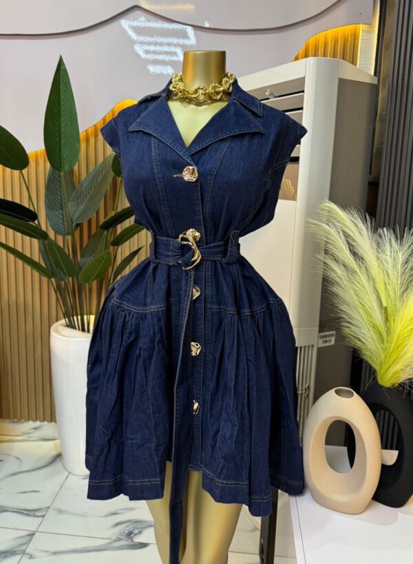 Ladies Belted Denim Mini Dress ladies belted denim mini dress