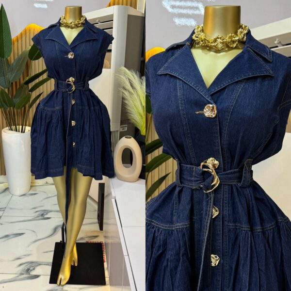 Ladies Belted Denim Mini Dress ladies belted denim mini dress