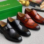 Men's Leather Monk Strap Brogue Shoes