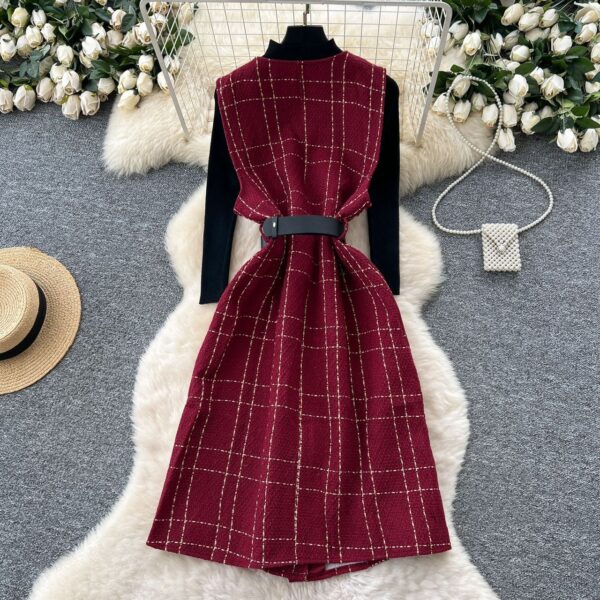 ladies fashion tweed 2-pcs set dress