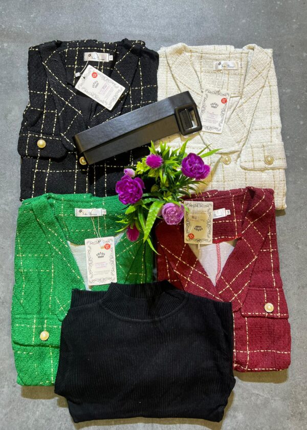 ladies fashion tweed 2-pcs set dress