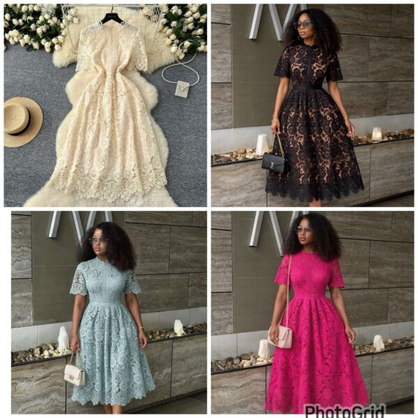 women lace a-line midi dress