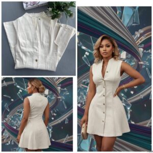 ladies button front flare mini dress