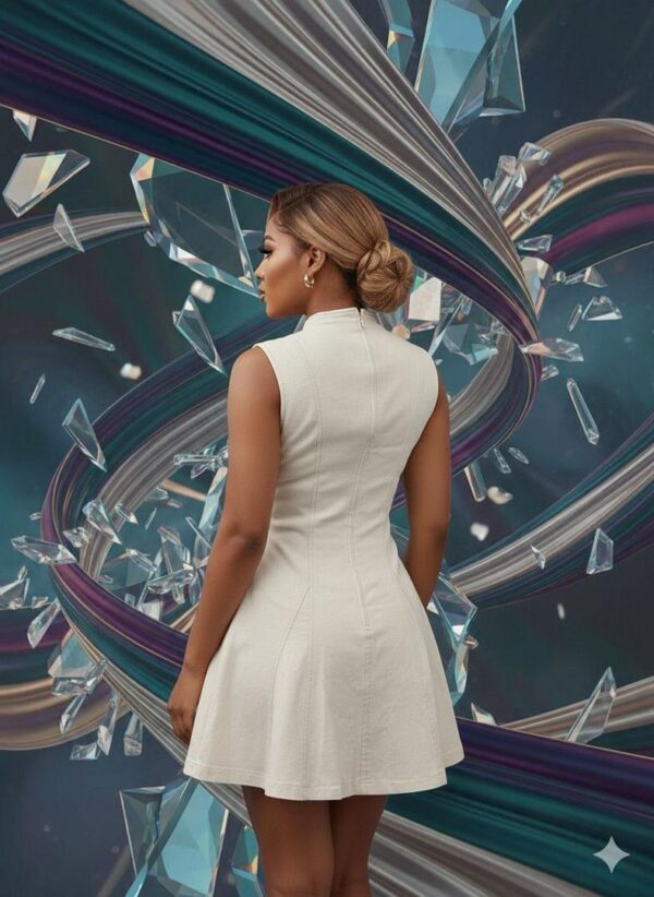 ladies button front flair mini dress