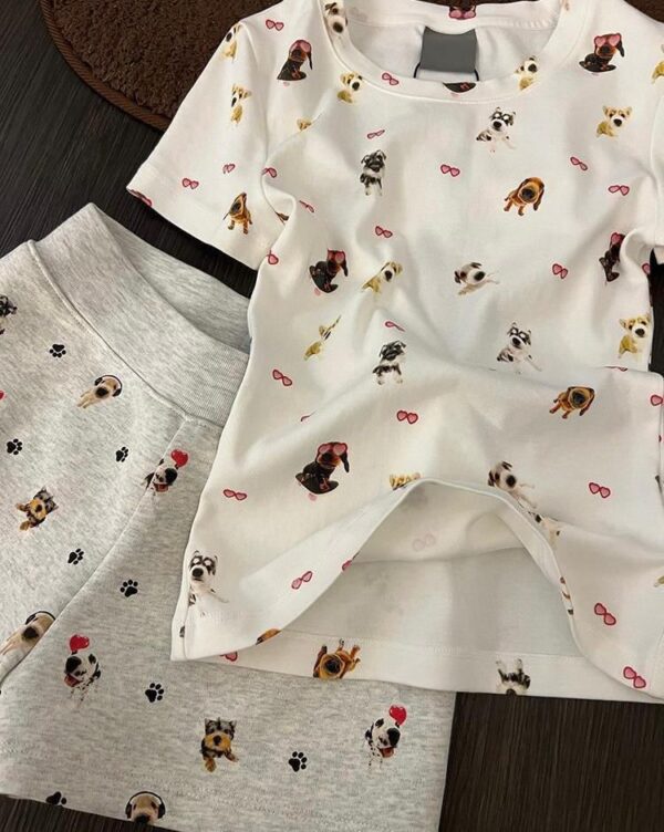 ladies printed short -sleeved pajamas set