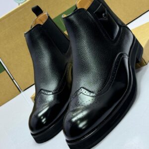 Black Leather Chelsea Boot For Men