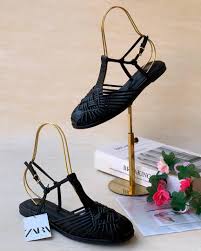 black woven flat sandal 2