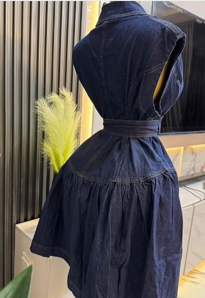 Ladies Belted Denim Mini Dress ladies belted denim mini dress