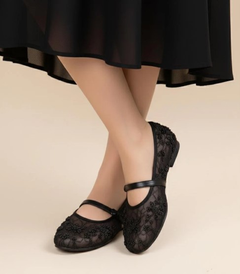 Ladies Mesh Embroidered Ballerina Flats ladies mesh embroidered ballerina flats