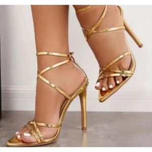 classy ladies gold high heel sandals