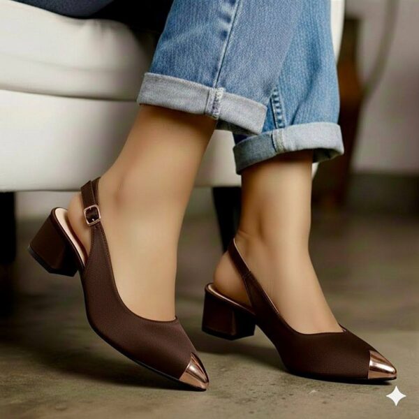 women’s sling backs with low chunky wedge